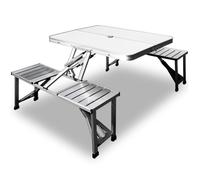 Deuba Table de Pique-Nique Portable - Aluminium avec Fonction Mallette Emplacement pour Parasol