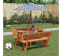 Table de Pique-nique pour 4 Enfants avec Trou de Parasol Extérieur Spin vidaXL