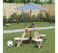 Table de Pique-nique pour 4 Enfants avec Trou de Parasol Rond Extérieur vidaXL