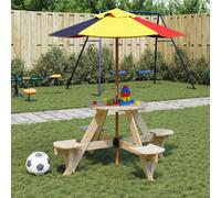 Table de Pique-nique pour 4 Enfants avec Trou de Parasol Rond Extérieur vidaXL