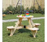 vidaXL Table de pique-nique pour 4 enfants d'extérieur - trou de parasol rond - Beige
