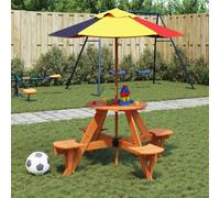 Table de Pique-nique pour 4 Enfants avec Trou de Parasol Rond Extérieur vidaXL