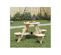 Table de Pique-nique pour 4 Enfants avec Trou de Parasol Rond Extérieur vidaXL