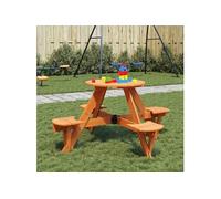 vidaXL Table de pique-nique pour 4 enfants avec trou de parasol rond
