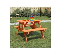 vidaXL Table de pique-nique pour 4 enfants en sapin avec trou pour parasol