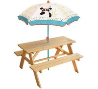 Table de Pique-nique pour Enfant - FUN HOUSE - INDIAN PANDA - Bois - Parasol inclus