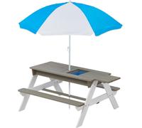 table de pique-nique pour enfants 3 en 1 avec bac à sable, parasol ajustable, bois robuste
