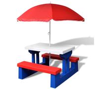 vidaXL Table de pique-nique jardin pour enfants garçons filles avec parasol 41455