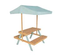 Table de pique-nique, salon de jardin enfant bois d'acacia avec parasol 2 places JADE