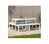 vidaXL Table de pique-nique rectangulaire blanc en bois massif de pin 160x134x75 cm