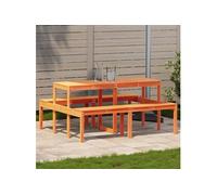 vidaXL Table de Pique-Nique, Table à Manger Rectangulaire, Meuble de Camping Jardin Terrasse Patio Extérieur, Moderne, Cire Marron Bois Massif Pin