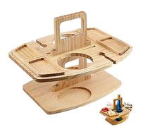 Table de pique-nique table de vin amovible portable avec 2 verres à vin support en bois élégant mini plateau de collation pour les amateurs d'événements à l'extérieur, plage, camping, tables de pique