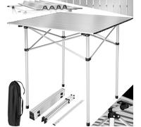 Table de pique-nique - TECTAKE - Table pliable en aluminium 70 x 70 x 70 cm résistante aux intempéries avec sac de transport - Gris