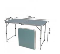 Table de Pique Nique - URBAN LIVING - Pliable - Aluminium - 120 x 60 x H.67 cm - Blanc