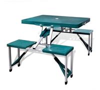 Table De Pique-Nique Verte Pliante À 4 Sièges Légère En Aluminium