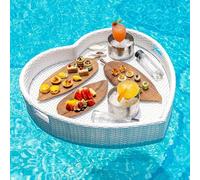 Table De Plateau Flottant Pour Piscine, Porte-boissons Flottant à La Surface De L'eau, Plateau De Petit-déjeuner Multifonction Sur L'eau, Assiette De Fruits Pour Jeux D'(Size:80*80*20cm,Color:blanc)