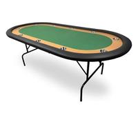 Table de Poker 10 Joueurs - Tables Poker Pliable 215×110 cm - Pieds Acier Repliables - Repose-Coude Simili-Cuir - Racetrack Bois - 10 Porte-Gobelets Inclus - Verte
