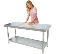 Table de préparation de cuisine en métal, établi commercial en acier inoxydable, capacité de charge de 500 kg, idéale pour les restaurants et les zones de travail de cuisine