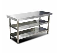 Table de préparation de cuisine robuste en acier inoxydable de 7 cm d'épaisseur, capacité de charge de 500 kg, options deux/trois couches, tailles disponibles : 60/80/90/100/120 cm