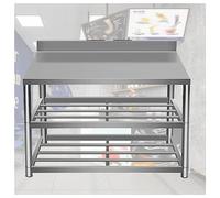 Table de préparation de Cuisine Robuste en Acier Inoxydable - Établi de Cuisine Commercial à 2 Niveaux pour Restaurant et préparation des Aliments, Plan de Travail Durable avec étagères de r