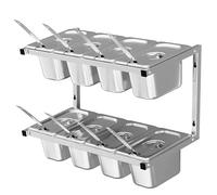 Table de préparation de pizza avec étagère à 2 niveaux, chariot de cuisine en acier inoxydable pour station de gril extérieure, fabrication de pizza efficace