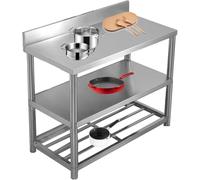 Table de préparation des aliments en acier inoxydable, plan de travail robuste pour usage commercial et domestique