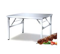 Table de préparation en acier inoxydable - Îlot de cuisine pliable robuste, établi portable pour restaurant, camping en plein air et stations de grillades