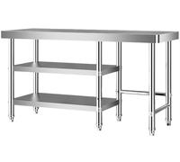 Table de préparation en acier inoxydable robuste avec 2 étagères de rangement pour restaurant, boulangerie et garage, 110 x 50 x 80 cm, îlot de préparation des aliments en métal durable