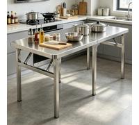Table de préparation et de Travail Pliable en Deux NSF Établi de préparation des Aliments Commercial Robuste pour Restaurant, Cuisine, Maison et hôtel, Table Utilitaire pour Grill(100x70x75cm)