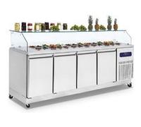 Table de Préparation Réfrigérée 4 Portes GN 1/1 et Vitrine Mastro