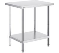 Table de préparation VEVOR en acier inoxydable, table de préparation 610 x 762 x 864 mm, capacité de charge 318 kg, table de travail avec 3 niveaux de hauteur réglables, station de travail commerciale