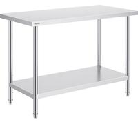 Table de préparation VEVOR en acier inoxydable, table de travail robuste avec 3 niveaux de hauteur réglables, station de travail commerciale pour cuisine, garage, restaurant, arrière-cour 610 x 1219 x