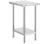 Table de préparation VEVOR en acier inoxydable, table de travail robuste en métal avec 3 niveaux de hauteur réglables, station de travail commerciale pour cuisine, garage, restaurant, arrière-cour 610