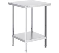 Table de préparation VEVOR en acier inoxydable, table de travail robuste en métal avec 3 niveaux de hauteur réglables, station de travail commerciale pour cuisine, garage, restaurant, arrière-cour 610