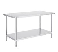 Table de préparation VEVOR en acier inoxydable, table de travail robuste en métal avec 3 niveaux de hauteur réglables, station de travail commerciale pour cuisine, garage, restaurant, arrière-cour 762