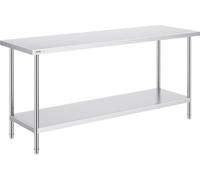 Table de préparation VEVOR en acier inoxydable, table de travail robuste en métal avec 3 niveaux de hauteur réglables, station de travail commerciale pour cuisine, garage, restaurant, arrière-cour 610