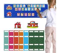 Table de présence pour les salles de classe - 74 cartes Table de présence dans la salle de classe, photos infectieuses qui sont ici aujourd'hui, aidant les mains, pick-up schéma, accessoires de garder