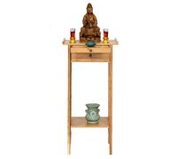 Table de prière et de méditation en Noyer avec tiroir, Meuble d'autel rétro Chinois, Plateforme d'offrande, décoration spirituelle, Salon, Jardin(Yellow,45cm/17.7in)