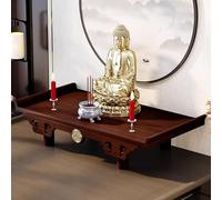 Table de prière murale en bambou avec tiroir pour méditation, statue de Bouddha Guanyin et Guan Gong, Puja et offre hommage