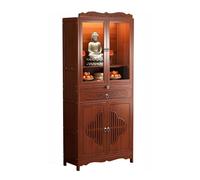 Table de PrièRe Pooja Mandir, éTagèRe en Bambou pour Autel, Support de PrièRe et de MéDitation avec Aspect Artisanal en Bambou et Portes et Tiroirs de Rangement(Style 1,68 * 33 * 170cm)