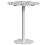 Table de pub haute en métal de 60 cm - Table de cocktail circulaire en terrazzo et table de salle à manger pour cuisine, arrière-cour et espaces étroits, assemblage facile, design moderne