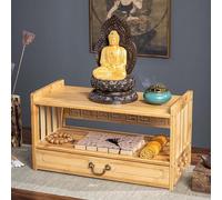 Table de puja à 3 niveaux, petite table de méditation avec rangement, table d'autel personnelle, armoire de prière bouddhiste, autel de méditation personnel, pour les prières et la divination (couleu