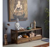 Table de puja à 3 niveaux, petite table de méditation avec rangement, table de prière personnelle, armoire de prière bouddhiste, autel de méditation personnel, pour les prières et la divination (noye