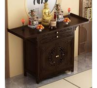 Table De Puja,Temple d'autel Bouddhiste Chinois avec des tiroirs rétractables, Table D’autel en bambou avec Un Grand Bureau, pour Support de Statue de Bouddha piédestal de culte.(80cm/31.5in)