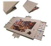 Table de Puzzle inclinable et Pliable de 1500 pièces, Planche de Puzzle Portable en Feutre, Support et étui de Rangement en Feutre avec 6 tiroirs, pour Jeux Adultes et Enfants Dark Camel