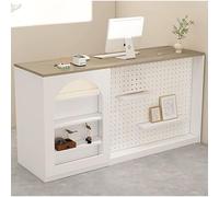 Table de réception - Comptoir de caisse avec tiroir verrouillable et rangement en carton perforé, table de salle de réception moderne pour bureau et vente au détail