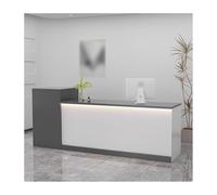 Table de réception en forme de L avec lumières LED pour salon de beauté et hall d'entrée - Table de réception grise moderne (120 cm, droite)