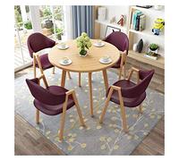 Table de réception et chaises combinaison simple bureau table de loisirs maison moderne table ronde balcon salon table à manger 80 cm chaise en bois massif, café dessert magasin lo (violet)
