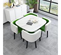 Table de Réception, Petite Tables de Conférence pour 4 Personnes, Table de Réunion avec 4 Chaises, Ensemble de Tables à Manger Peu Encombrante pour Salon, Séjour et Cuisine(Green White)