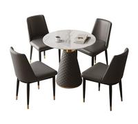Table de réception ronde moderne et ensemble de salle à manger pour couloir, chambre à coucher et bureau - Gris foncé